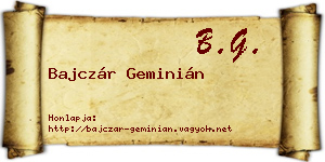 Bajczár Geminián névjegykártya